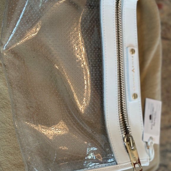 Fenix Sportier Front Row Bag - White Leather / Clear PVC / Gold Hardware - Picture 8 of 11